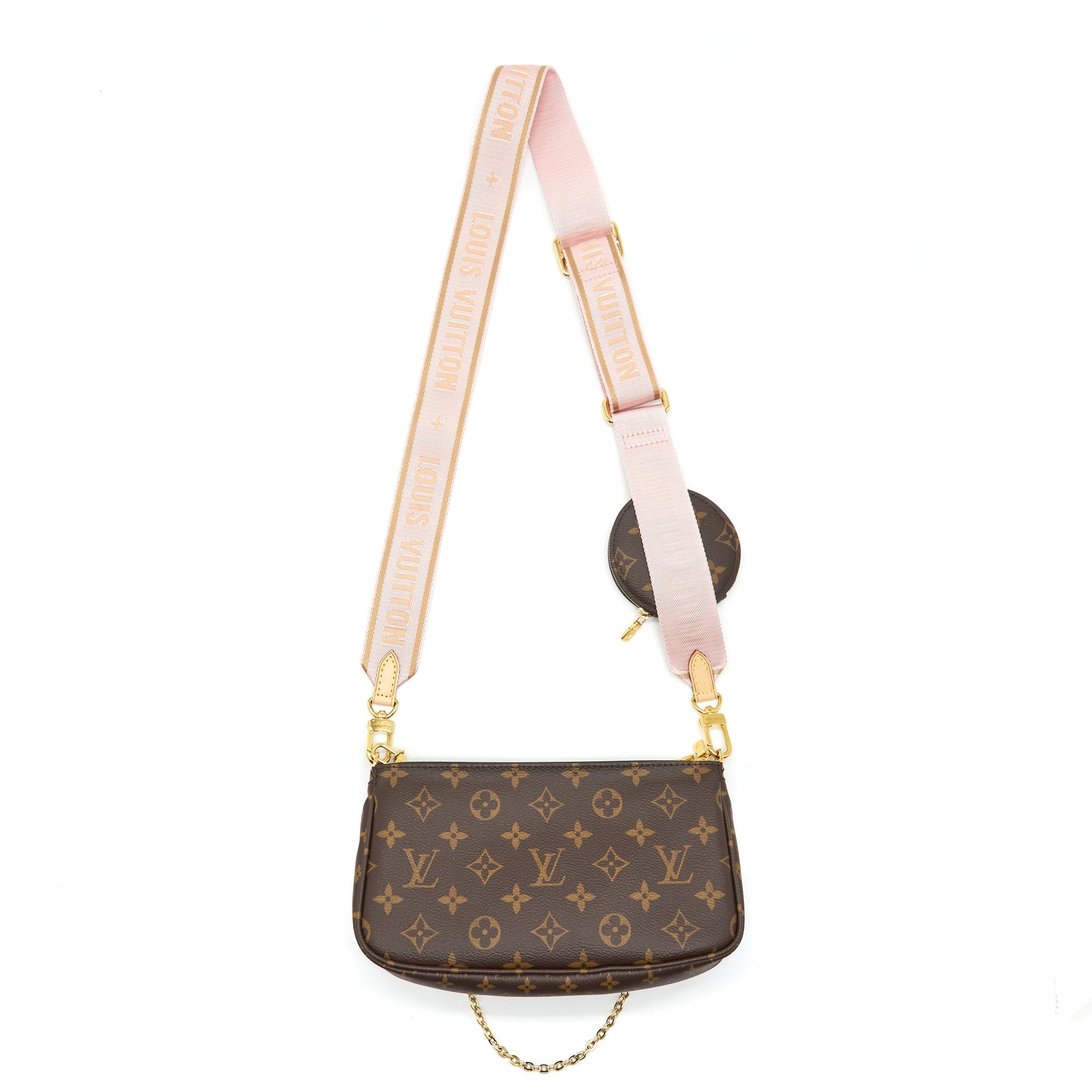 LOUIS VUITTON MULTI POCHETTE ACCESSORIES MONOGRAM CANVAS ROSE CLAIR GHW