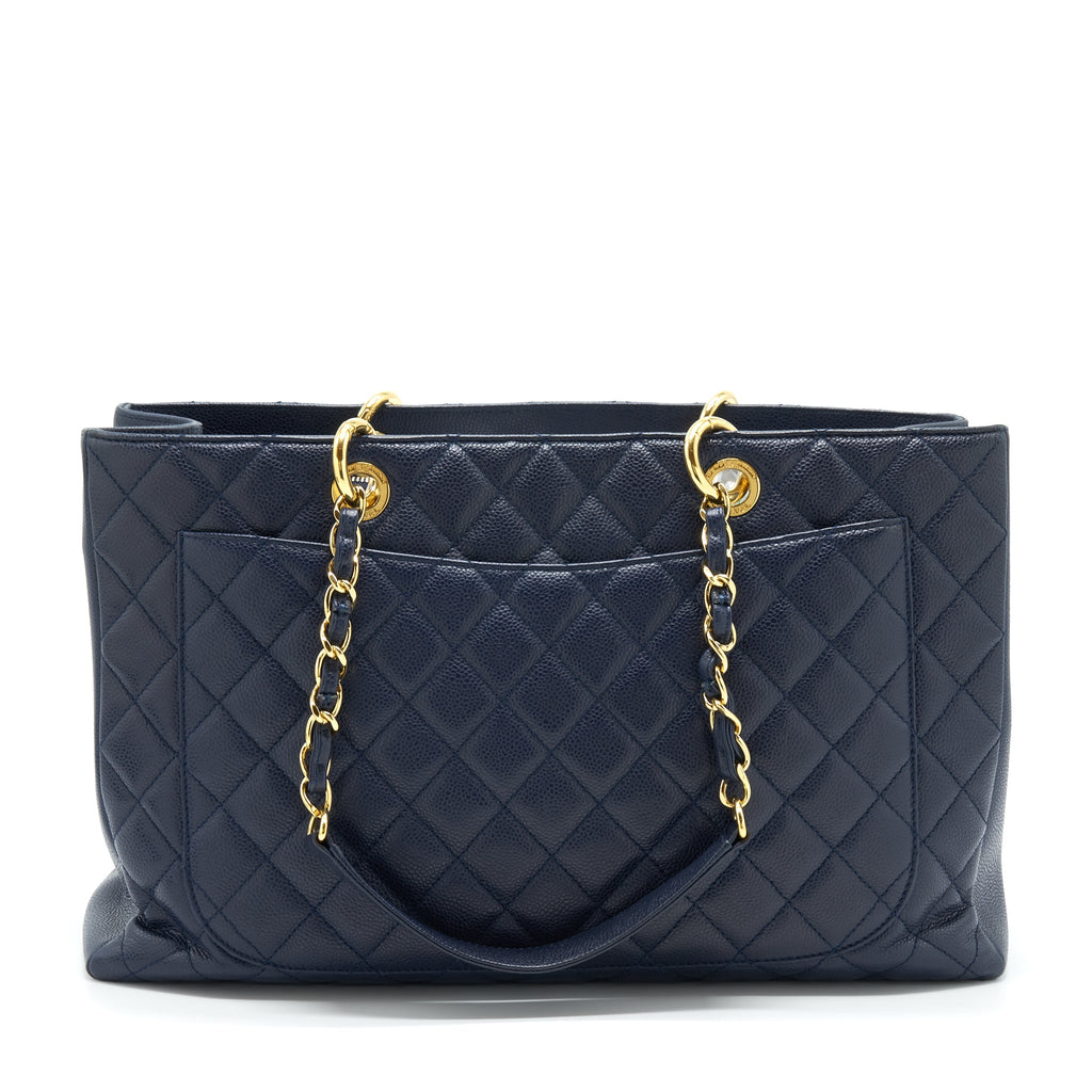 CHANEL GRAND SHOPPING TOTE XL CAVIAR NAVY GHW