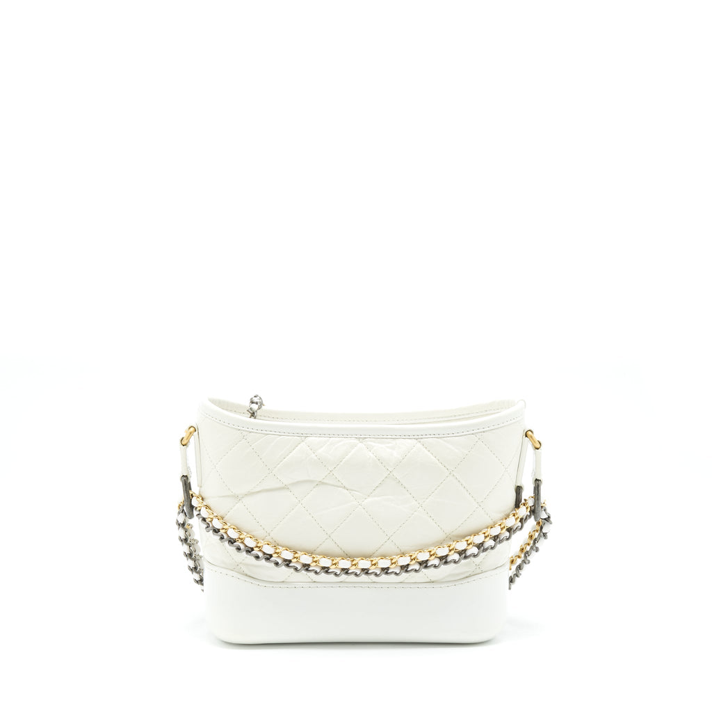 CHANEL SMALL GABRIELLE HOBO BAG CALFSKIN WHITE MULTICOLOUR HARDWARE