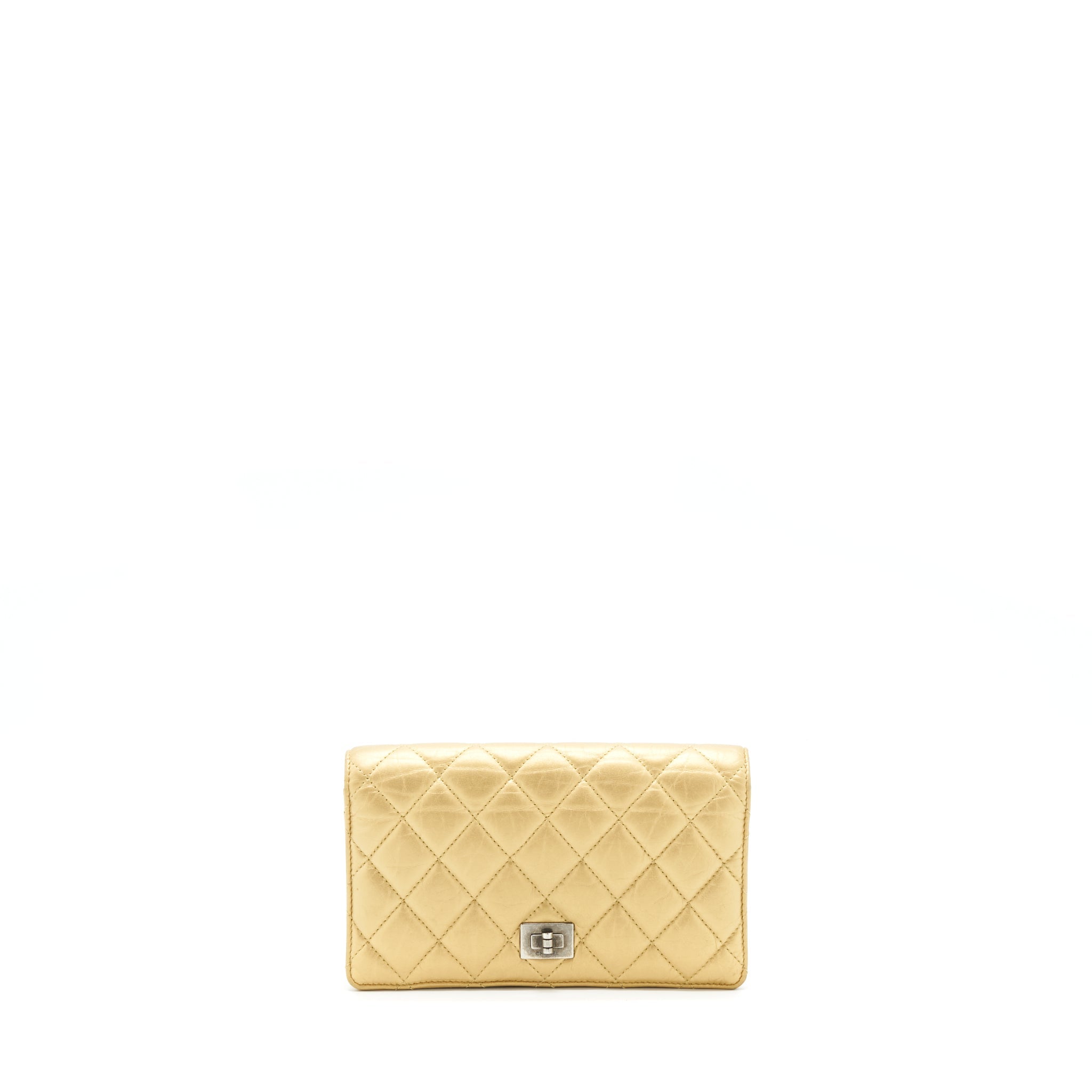 CHANEL QUILTED 2.55 WALLET CALFSKIN GOLD RUTHENIUM SLIVER HARDWARE