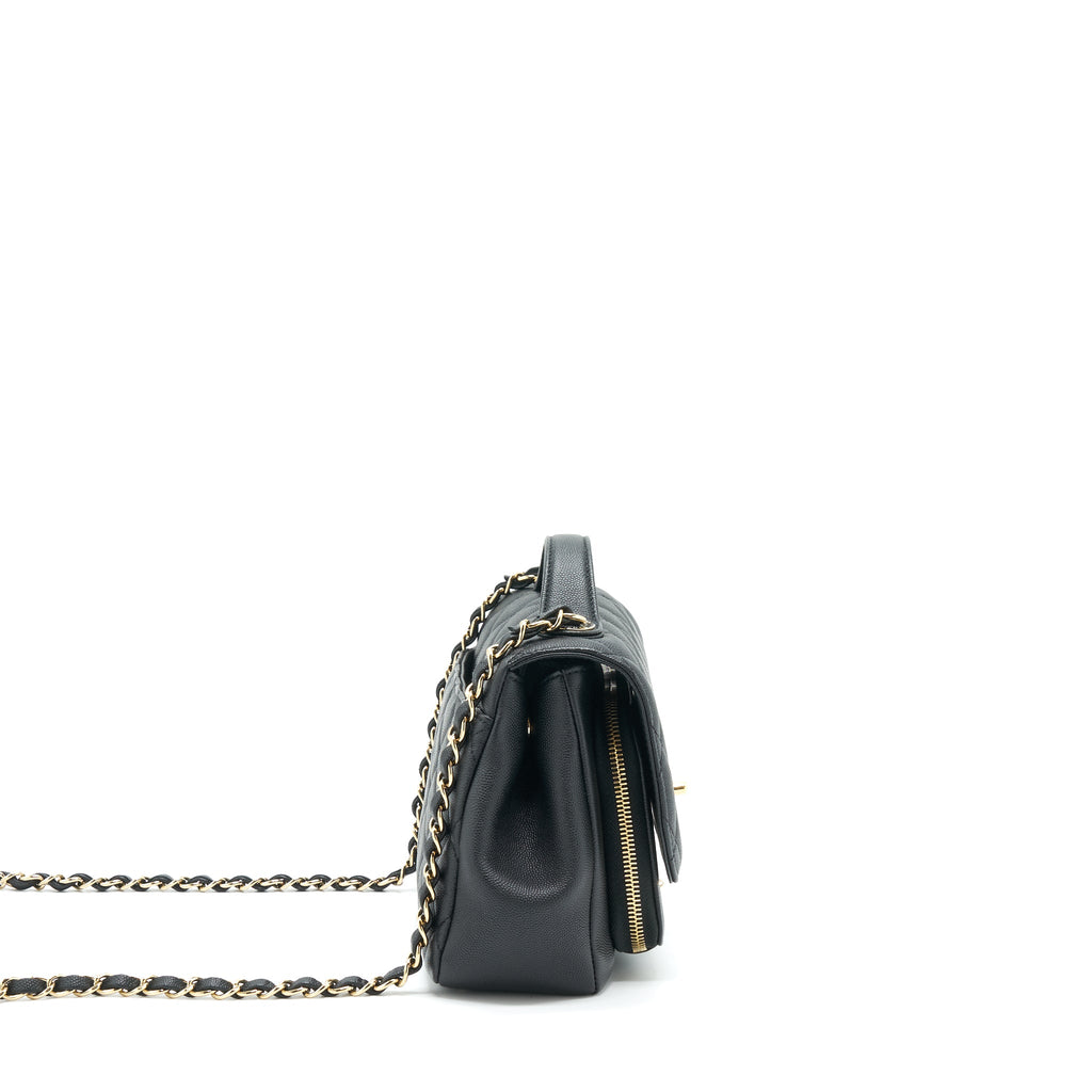 CHANEL MEDIUM BUSINESS AFFINITY CAVIAR BLACK LGHW