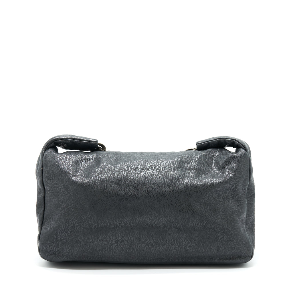 CHANEL VINTAGE SHOULDER BAG CAVIAR BLACK RUTHENIUM HARDWARE