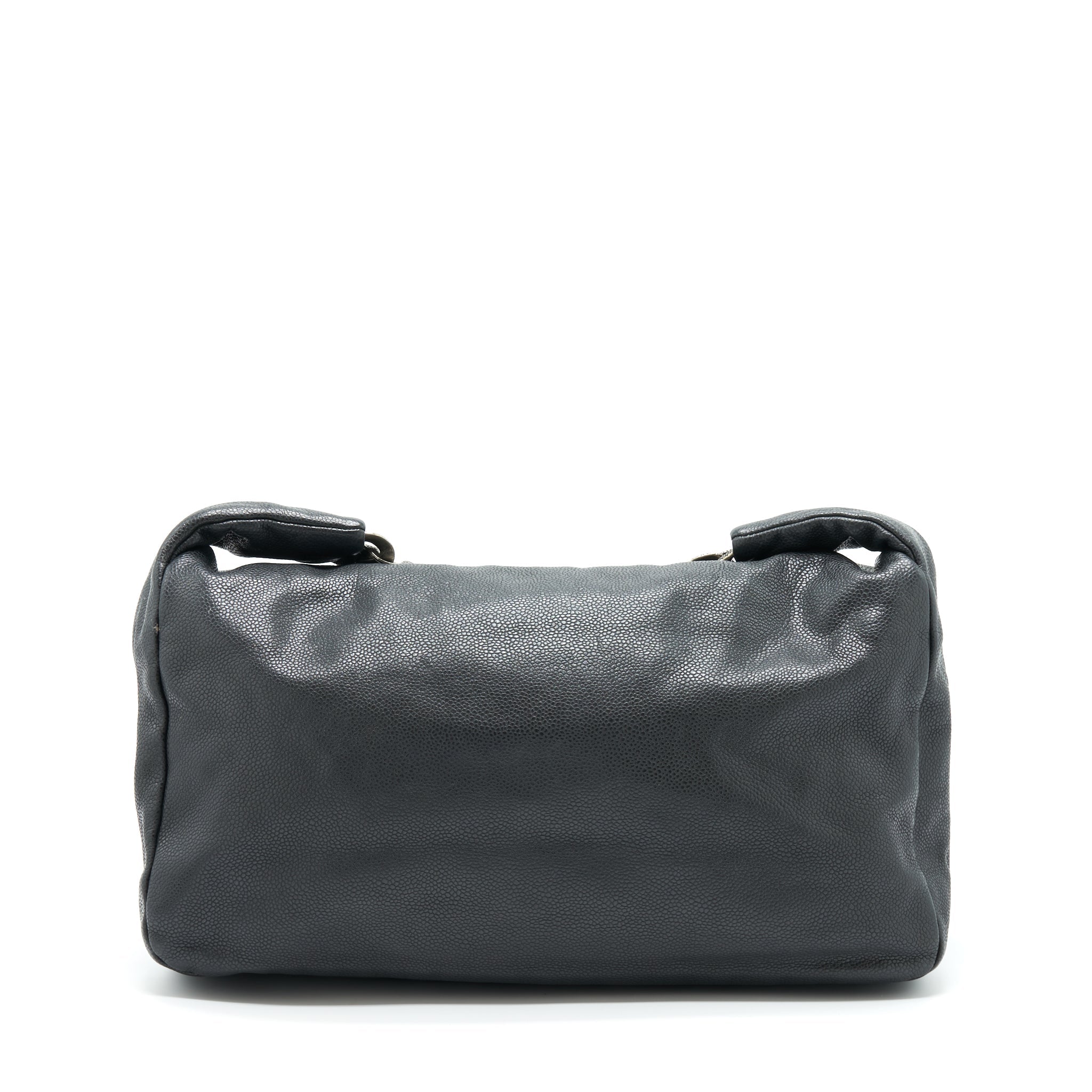 CHANEL VINTAGE SHOULDER BAG CAVIAR BLACK RUTHENIUM HARDWARE