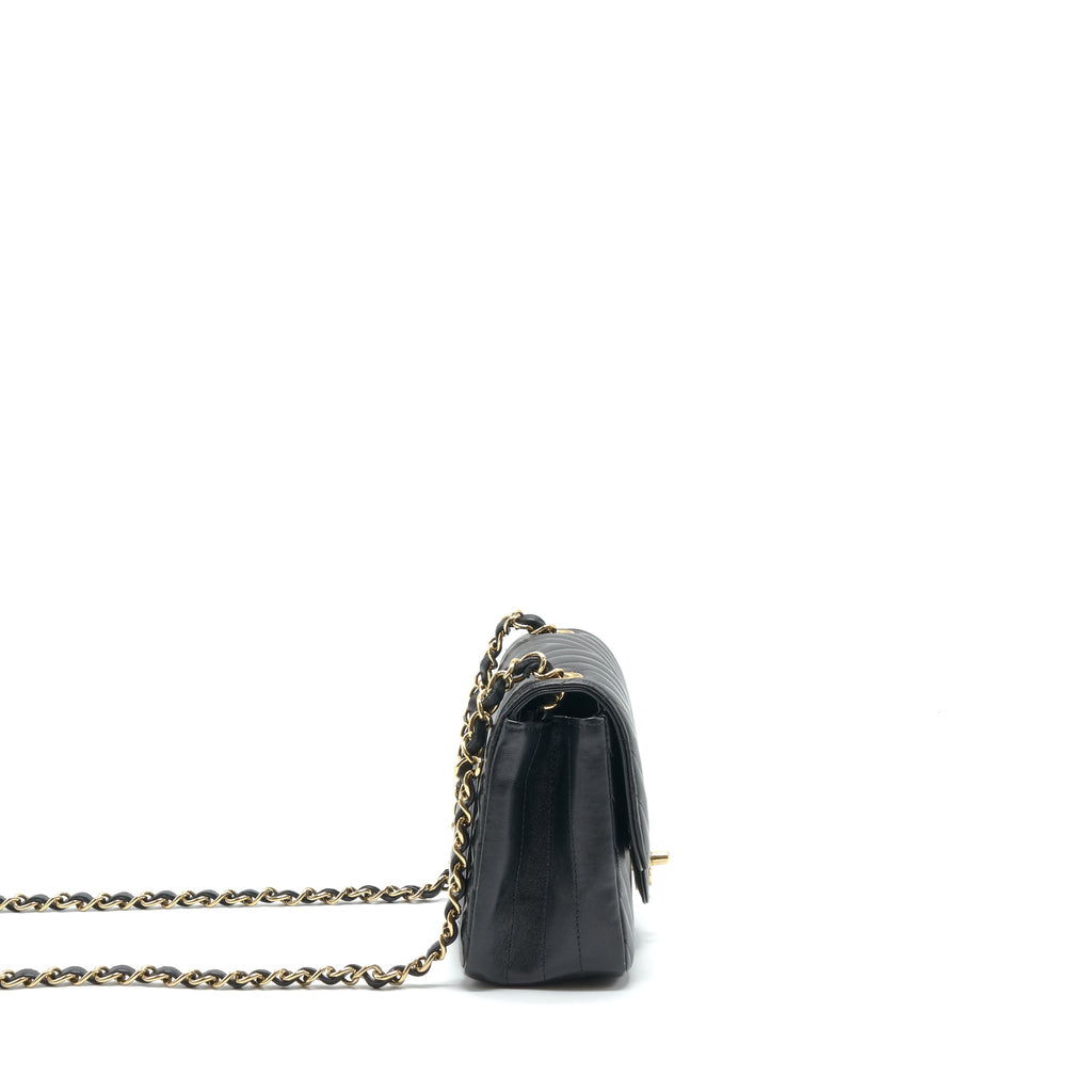 CHANEL MINI SQUARE CHEVRON FLAP BAG BLACK LGHW