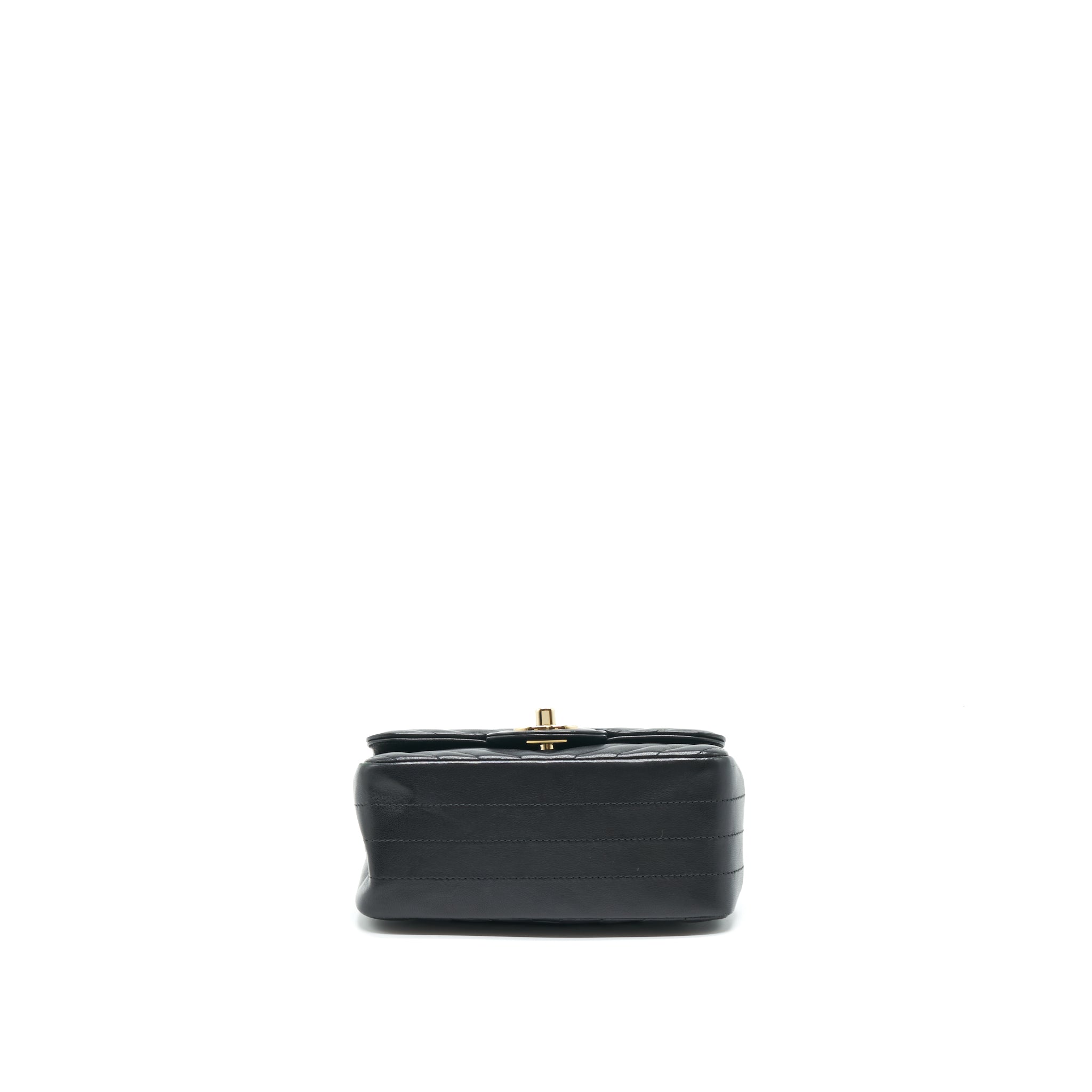 CHANEL MINI SQUARE CHEVRON FLAP BAG BLACK LGHW