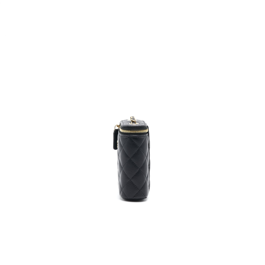 CHANEL 21C LONG VANITY WITH CHAIN LAMBSKIN BLACK WITH LGHW