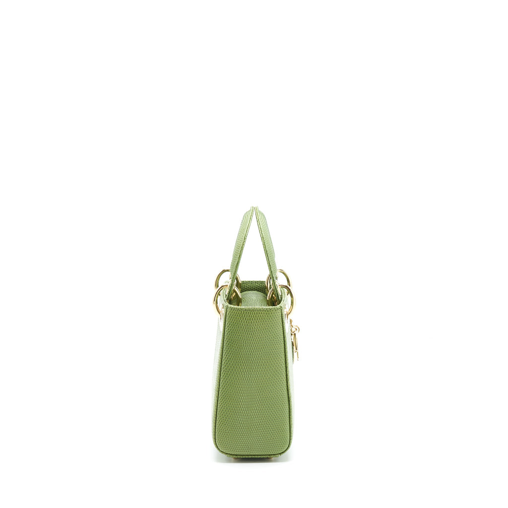 DIOR MINI LADY DIOR LIZARD LIGHT GREEN SHW