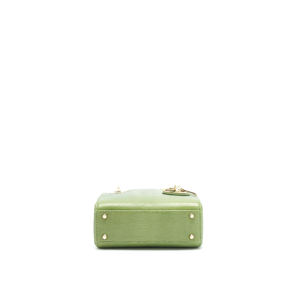 DIOR MINI LADY DIOR LIZARD LIGHT GREEN SHW