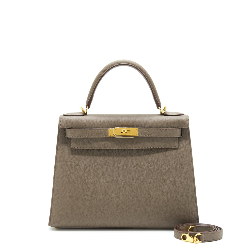 HERMES KELLY 28 SELLIER EPSOM GRIS ETAIN GHW