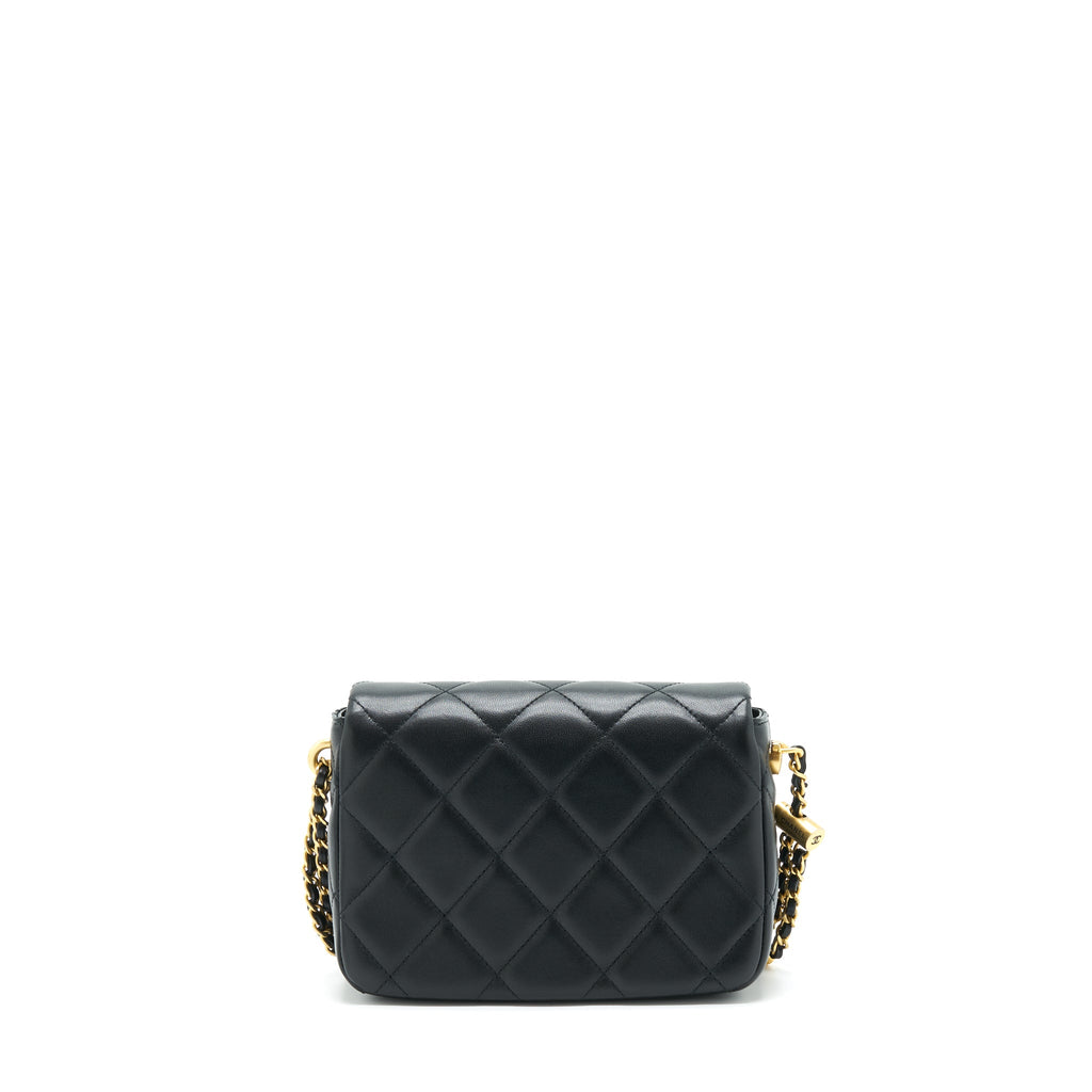 CHANEL MY PERFECT MINI FLAP BAG LAMBSKIN BLACK GHW (MICROCHIP)