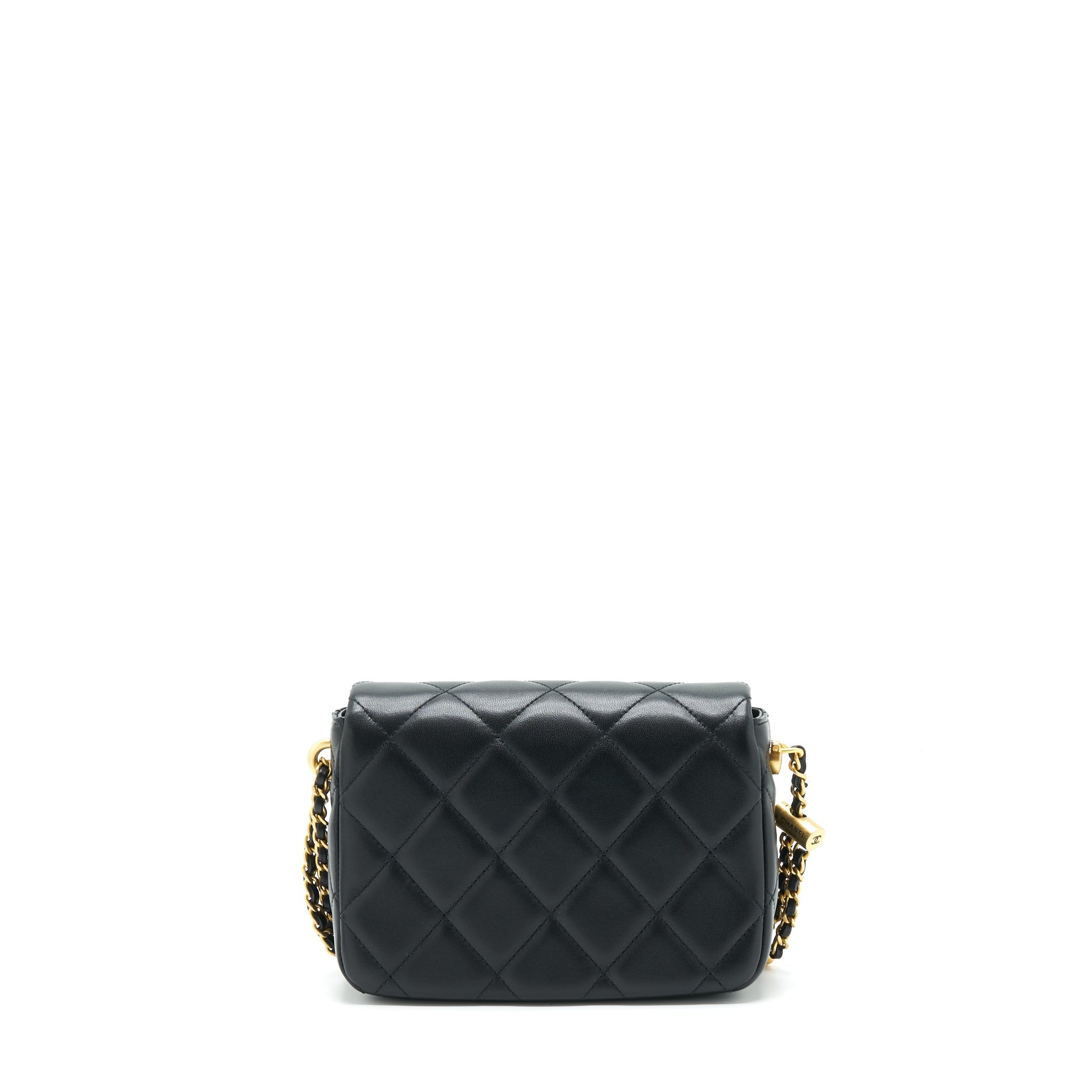 CHANEL MY PERFECT MINI FLAP BAG LAMBSKIN BLACK GHW (MICROCHIP)