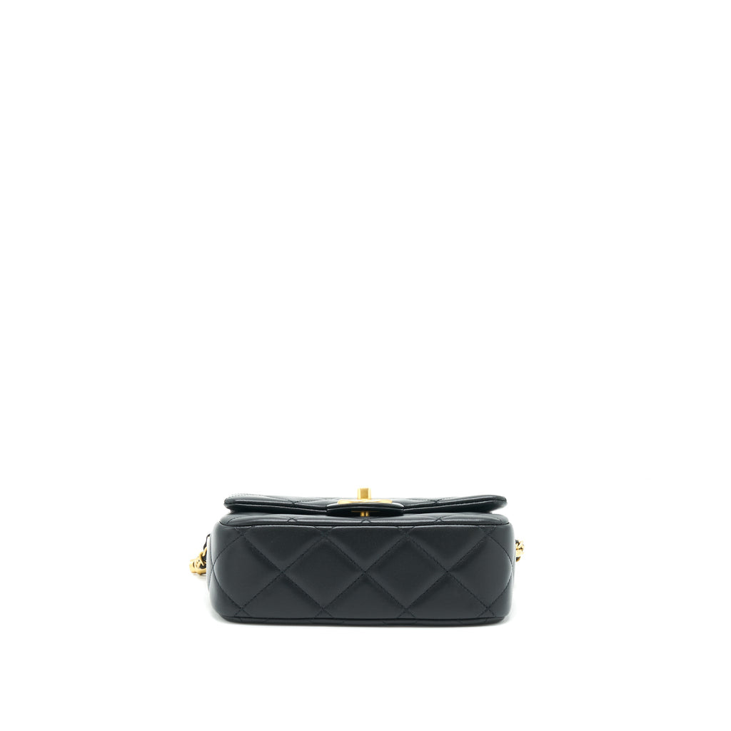 CHANEL MY PERFECT MINI FLAP BAG LAMBSKIN BLACK GHW (MICROCHIP)