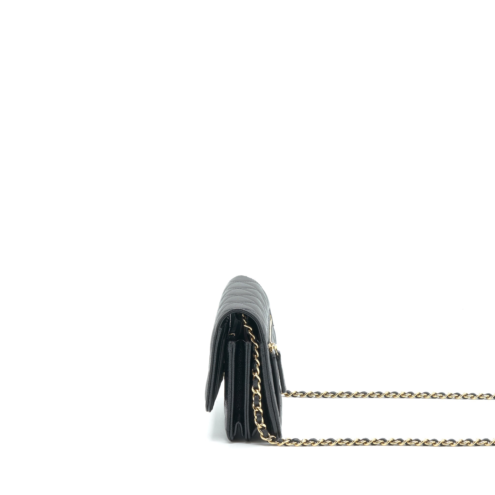 CHANEL MINI WALLET ON CHAIN CAVIAR BLACK LGHW