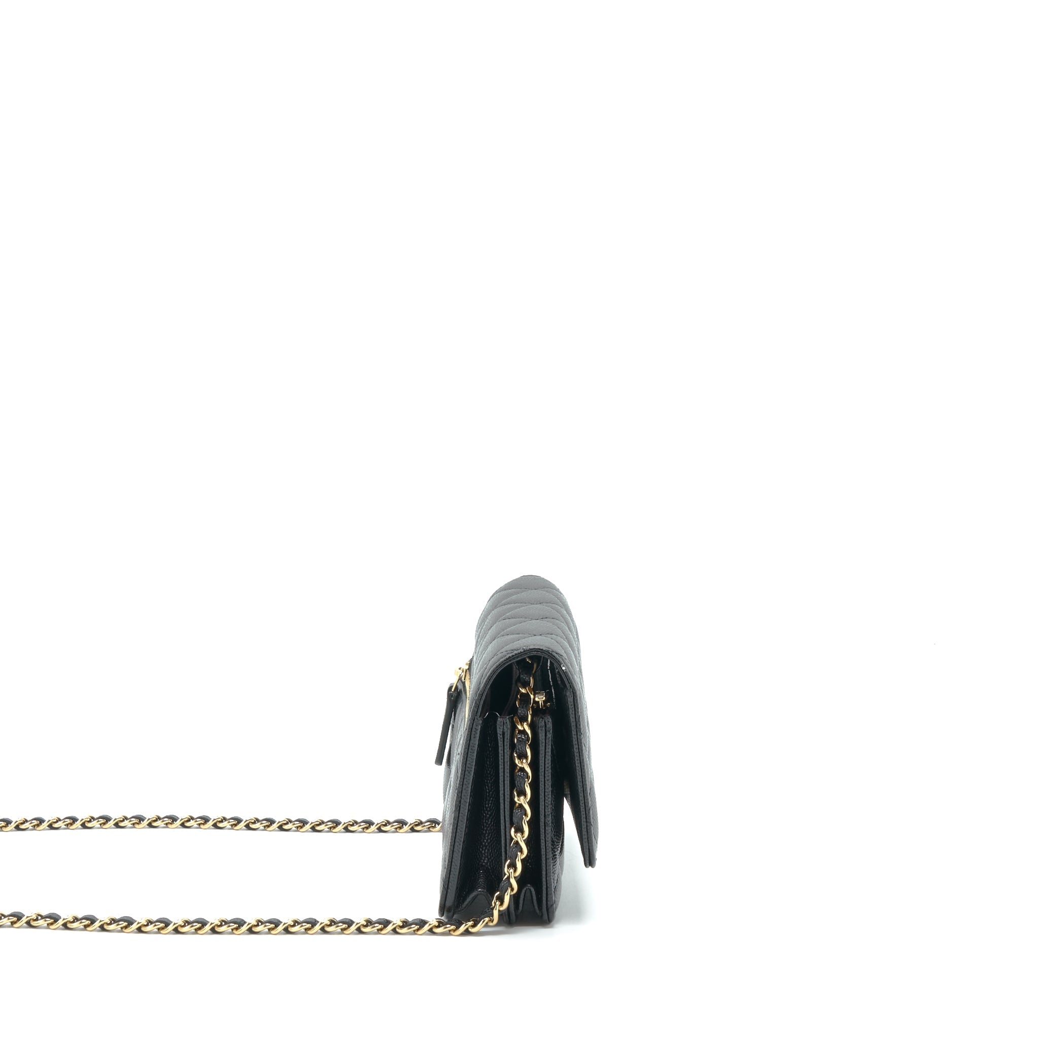 CHANEL MINI WALLET ON CHAIN CAVIAR BLACK LGHW