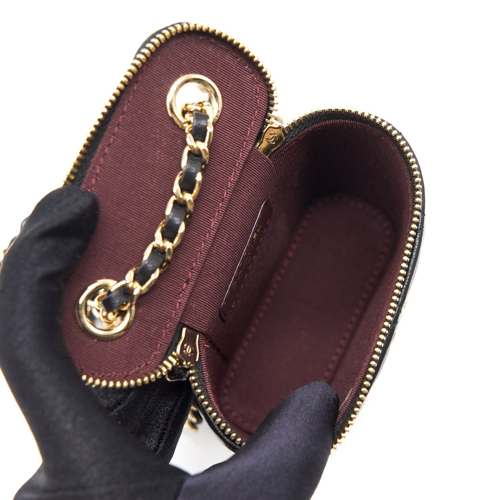 CHANEL 21C LONG VANITY WITH CHAIN LAMBSKIN BLACK WITH LGHW