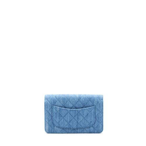 CHANEL PEARL CRUSH WALLET ON CHAIN DENIM BLUE GHW (MICROCHIP)