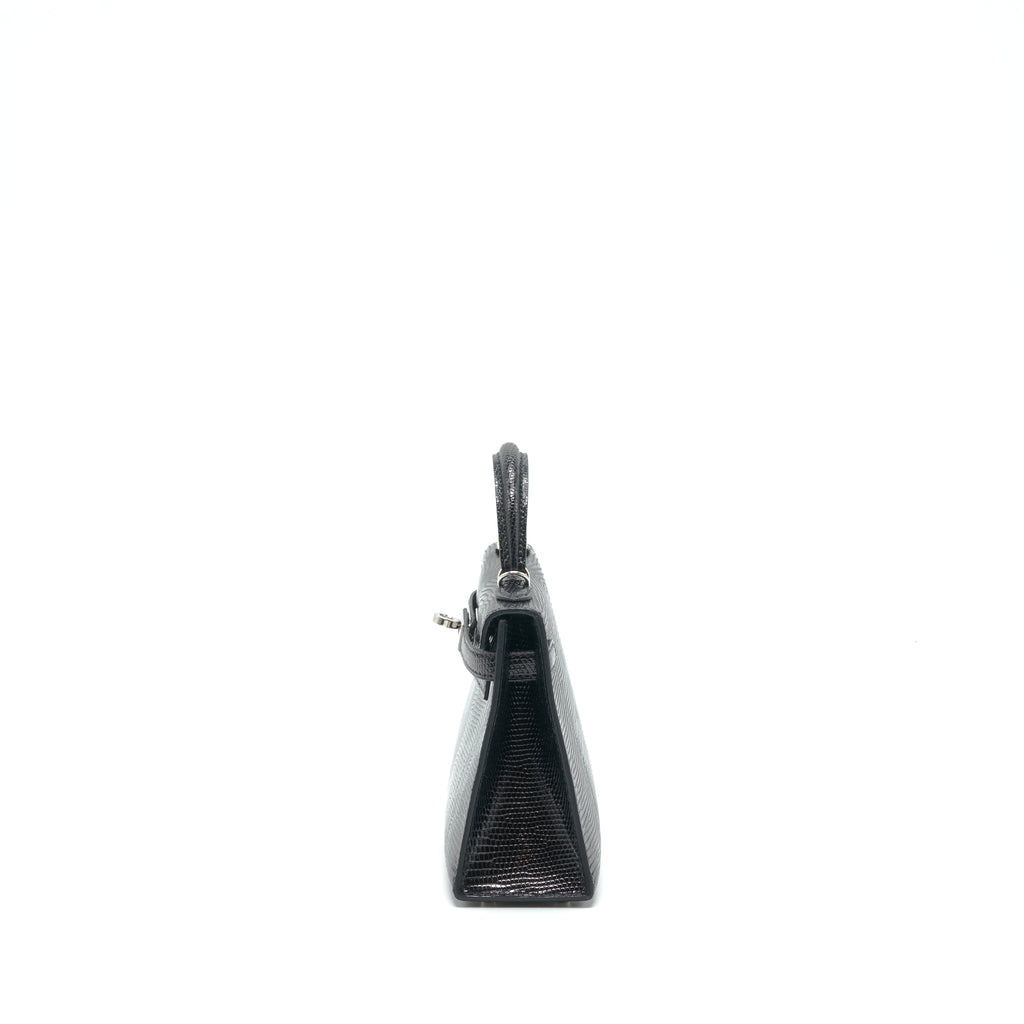 HERMES MINI KELLY 20CM LIZARD BLACK SHW