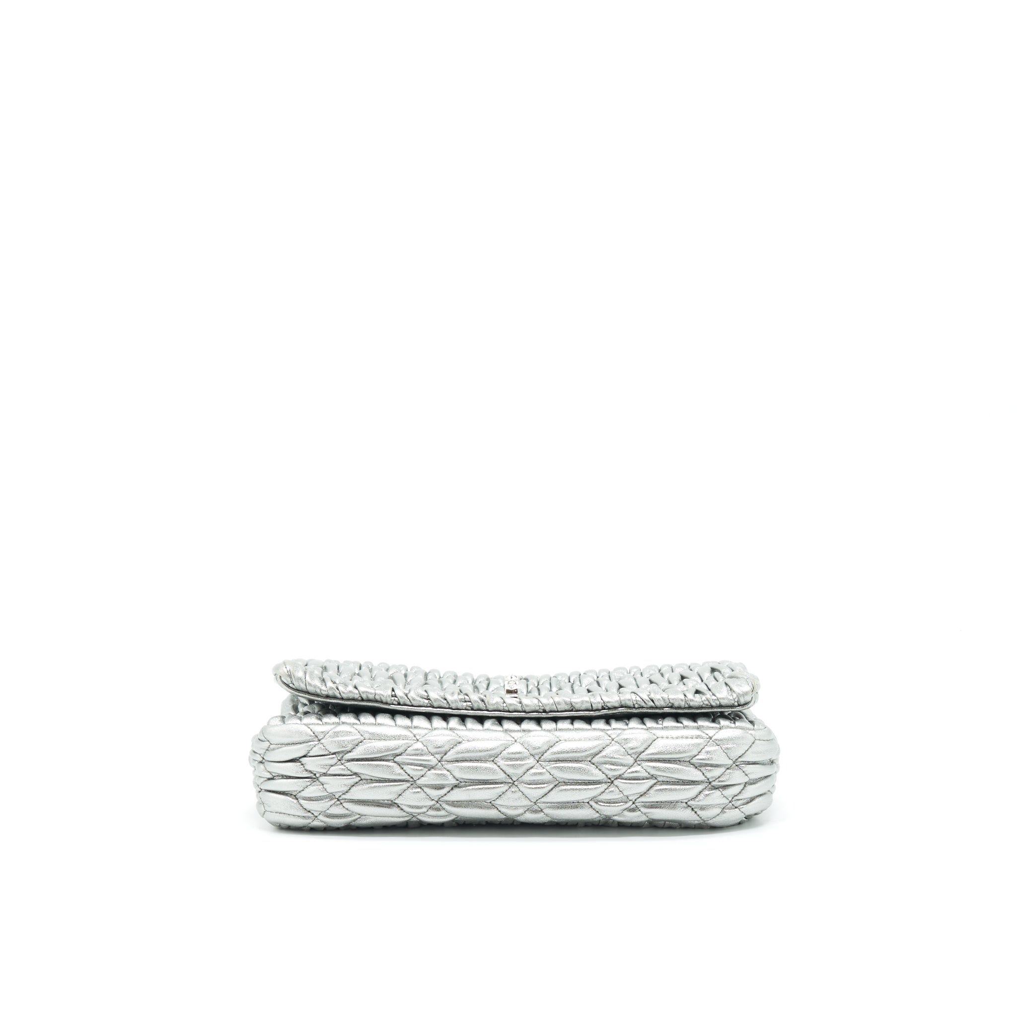MIU MIU ICONIC CRYSTAL CLOQUE NAPPA SILVER SHW