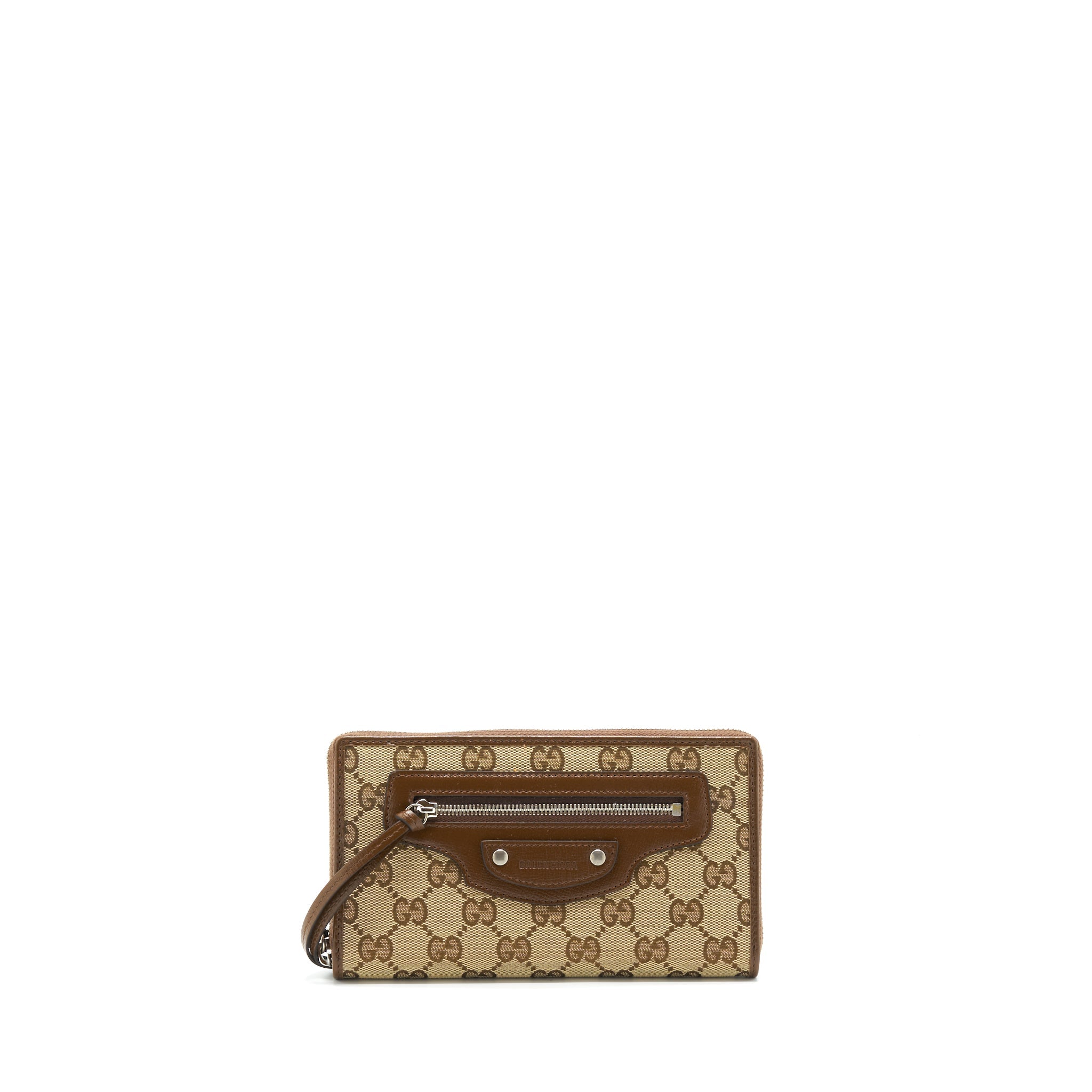 GUCCI X BALENCIAGA BROWN 2021 CLASSIC ZIP LONG WALLET SHW