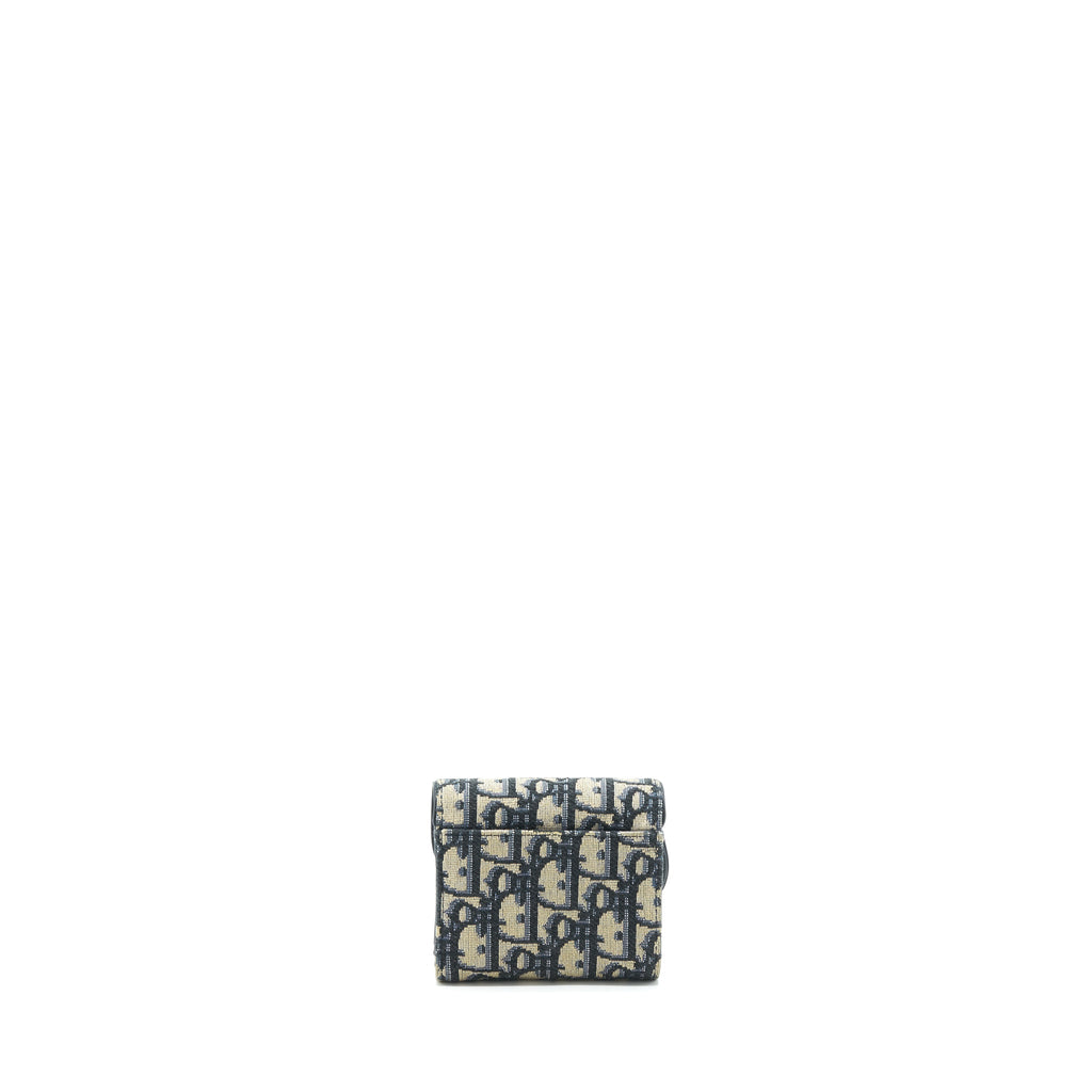 DIOR SADDLE SMALL WALLET BLUE OBLIQUE CANVAS GHW