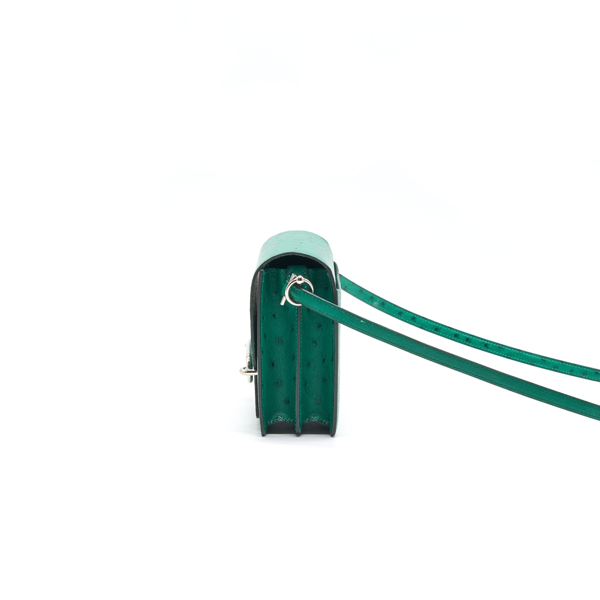 HERMES OSTRICH MINI ROULIS GREEN SHW