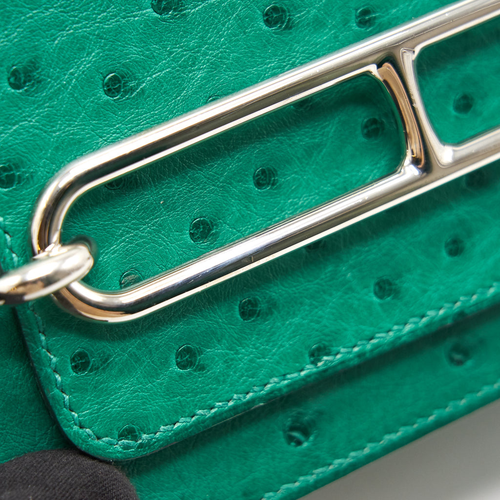 HERMES OSTRICH MINI ROULIS GREEN SHW