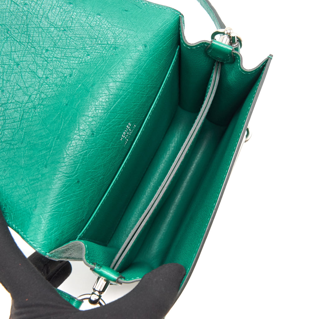 HERMES OSTRICH MINI ROULIS GREEN SHW