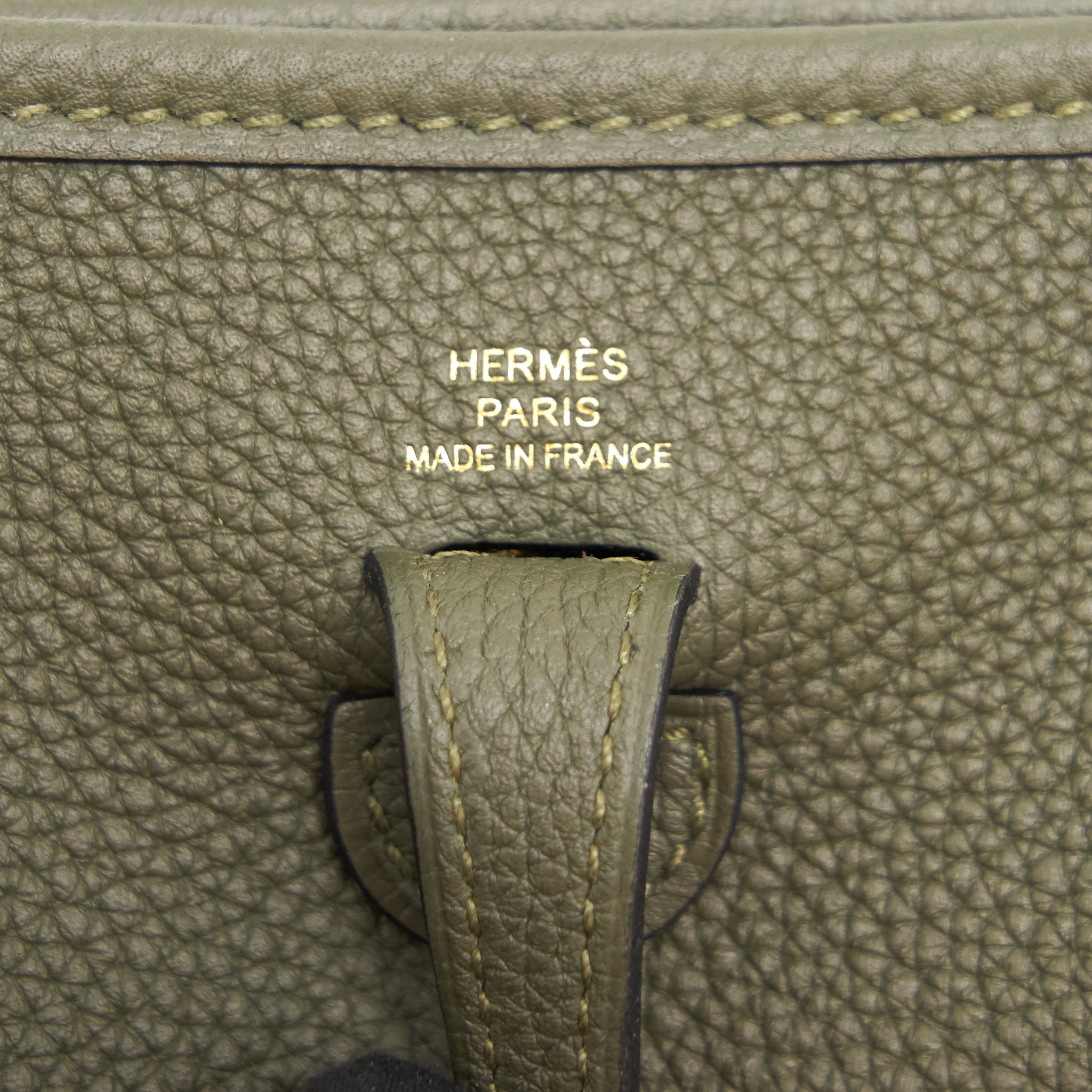 HERMES MINI EVELYNE VERT OLIVE GHW