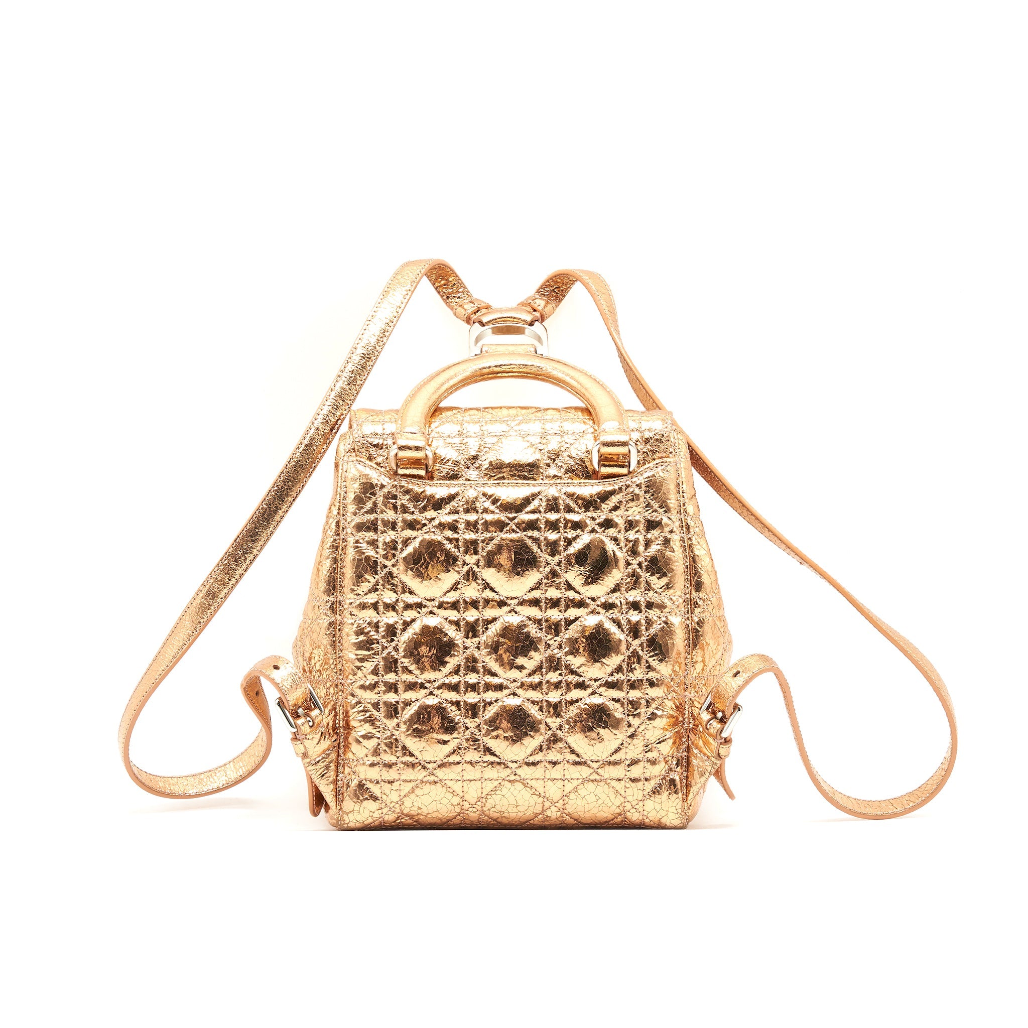 DIOR MINI BACKPACK LAMBSKIN METALLIC CHAMPAGNE