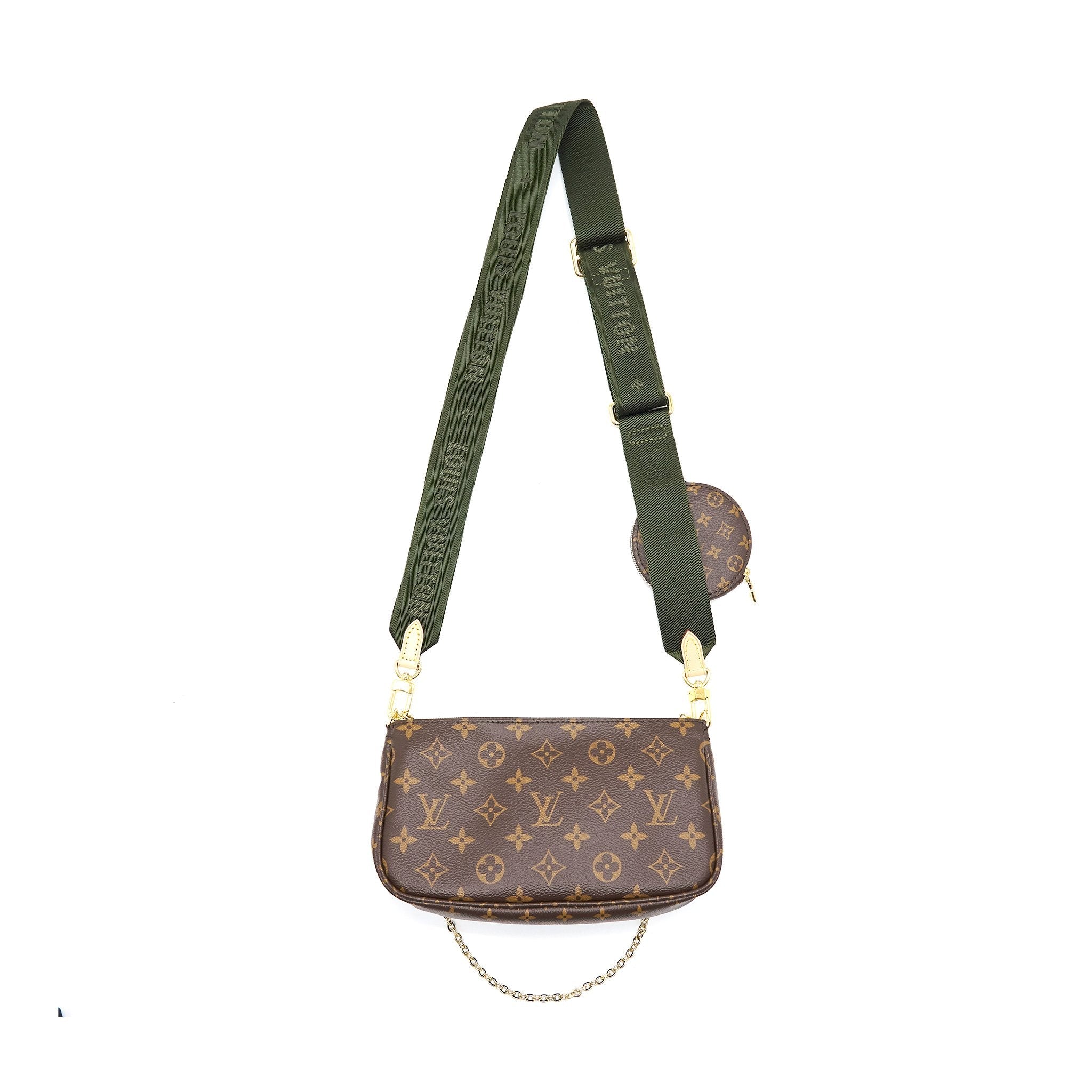 LOUIS VUITTON MULTI POCHETTE ACCESSORIES MONOGRAM KHAKI STRAP