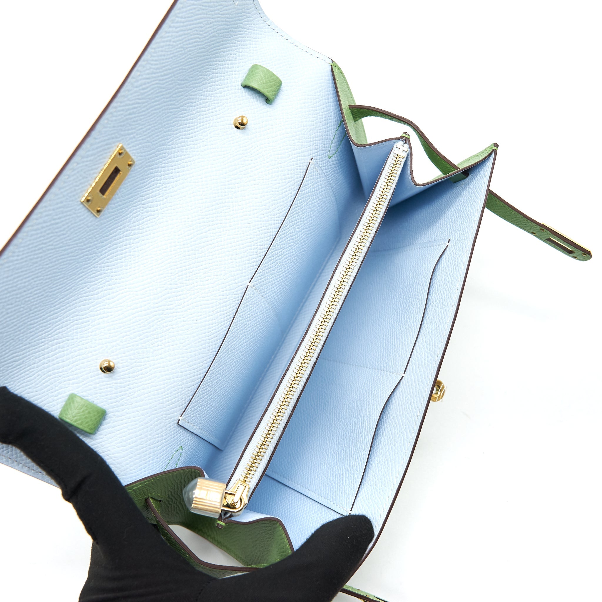 HERMES KELLY TO GO VERT CRIQUET GHW