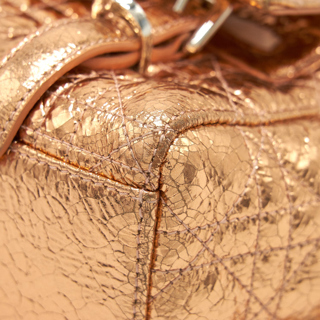 DIOR MINI BACKPACK LAMBSKIN METALLIC CHAMPAGNE