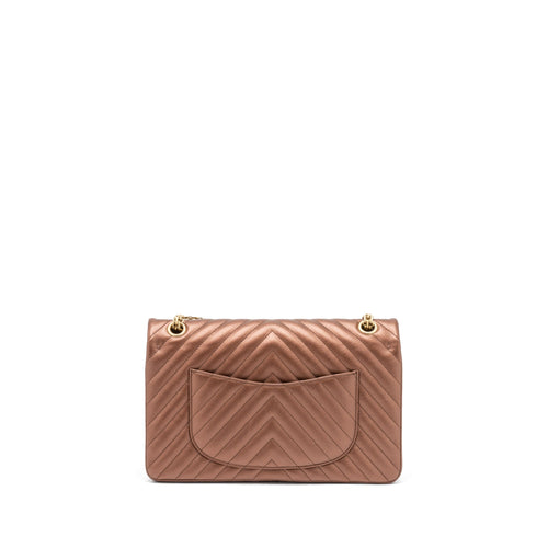 CHANEL 2.55 226 REISSUE FLAP BAG CHEVRON AGED CALFSKIN BRONZE BRUSHED GHW