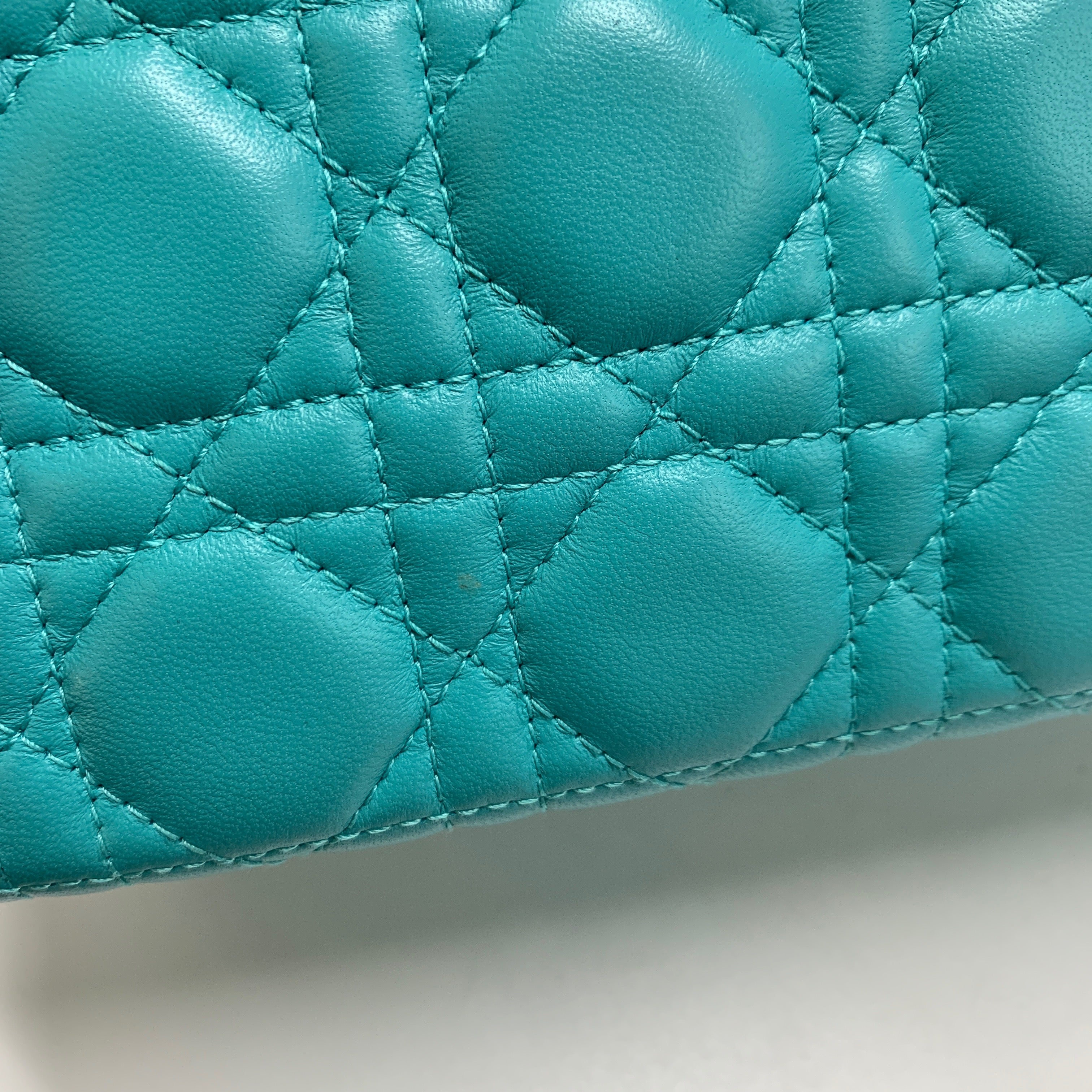 DIOR MEDIUM LADY DIOR LAMBSKIN BLUE SHW