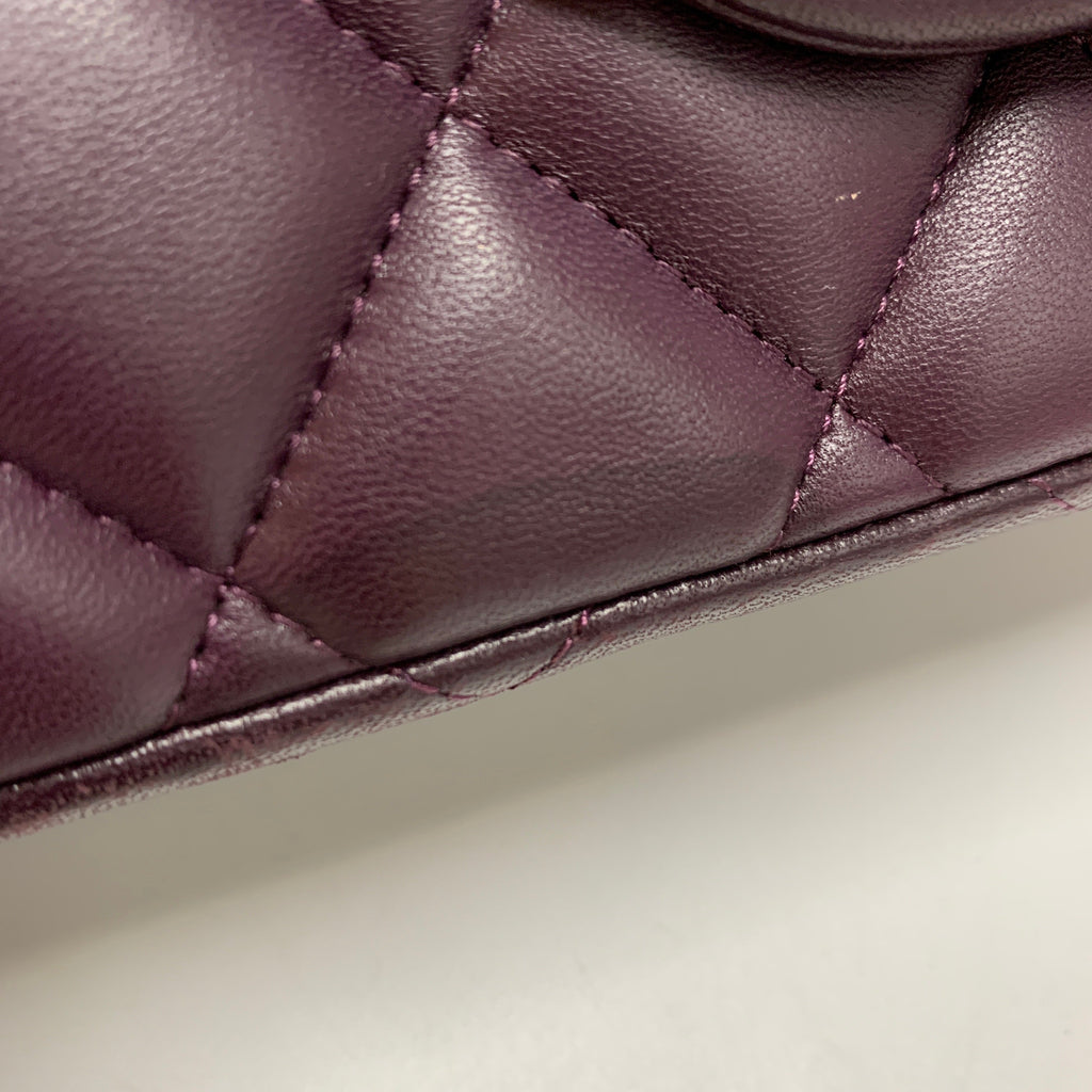 CHANEL MAXI DOUBLE FLAP BAG LAMBSKIN BURGUNDY SHW