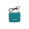 HERMÈS MINI CONSTANCE 18 7F BLUE PAON & 1K MENTHE WITH ENAMEL HARDWARE