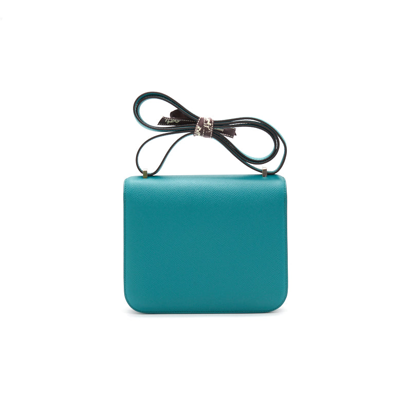 HERMÈS MINI CONSTANCE 18 7F BLUE PAON & 1K MENTHE WITH ENAMEL HARDWARE