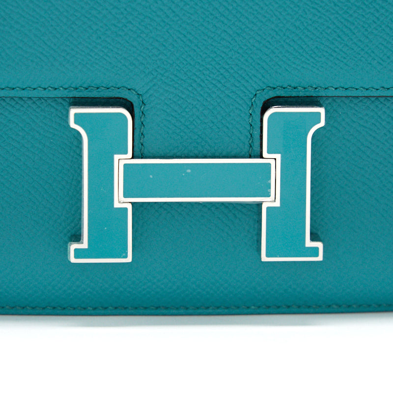 HERMÈS MINI CONSTANCE 18 7F BLUE PAON & 1K MENTHE WITH ENAMEL HARDWARE