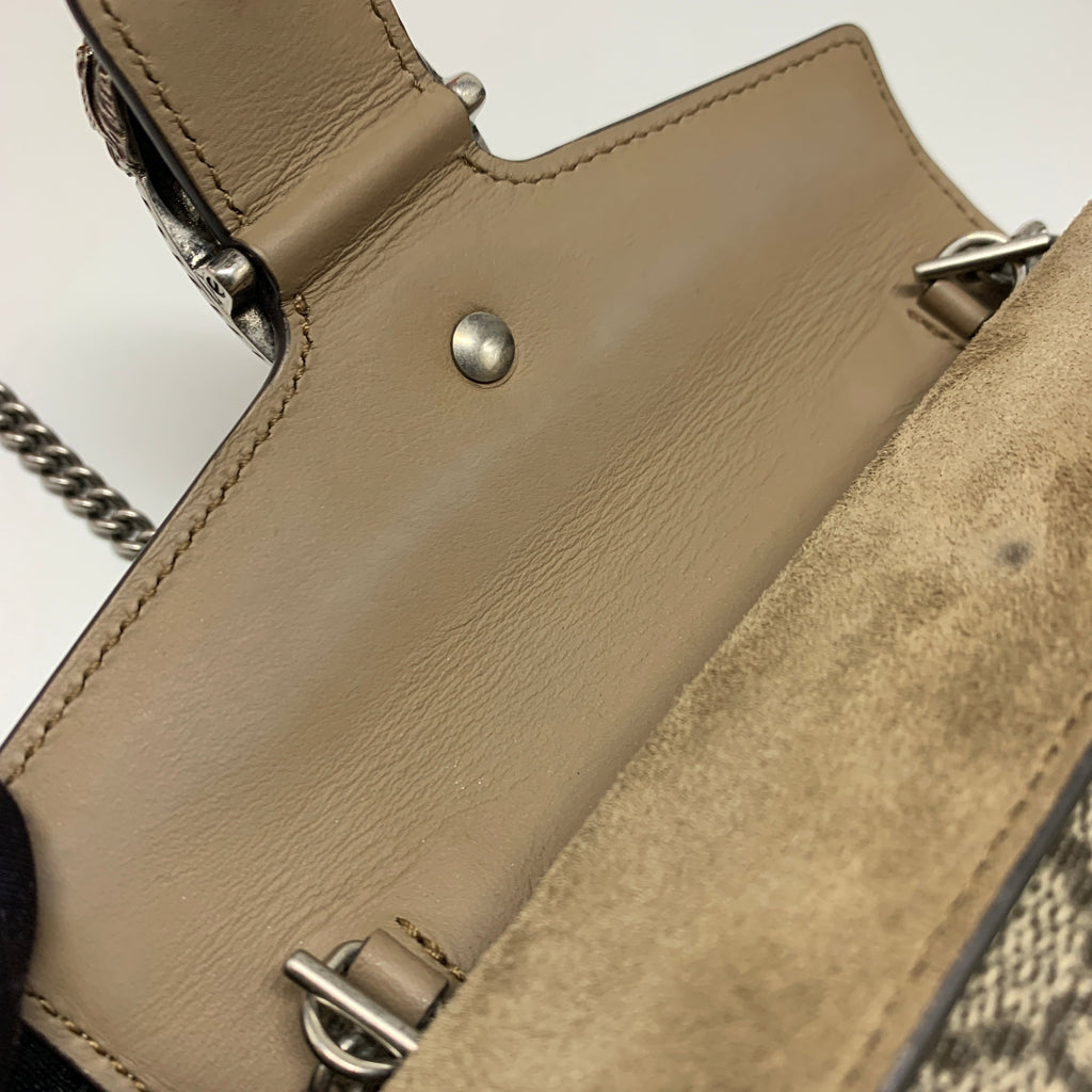 GUCCI DIONYSUS GG SUPREME SUPER MINI CROSSBODY BAG BEIGE