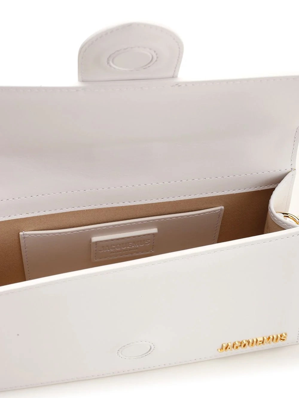 JACQUEMUS LE GRAND WHITE BAMBINO LOGO PLAQUE SHOULDER BAG