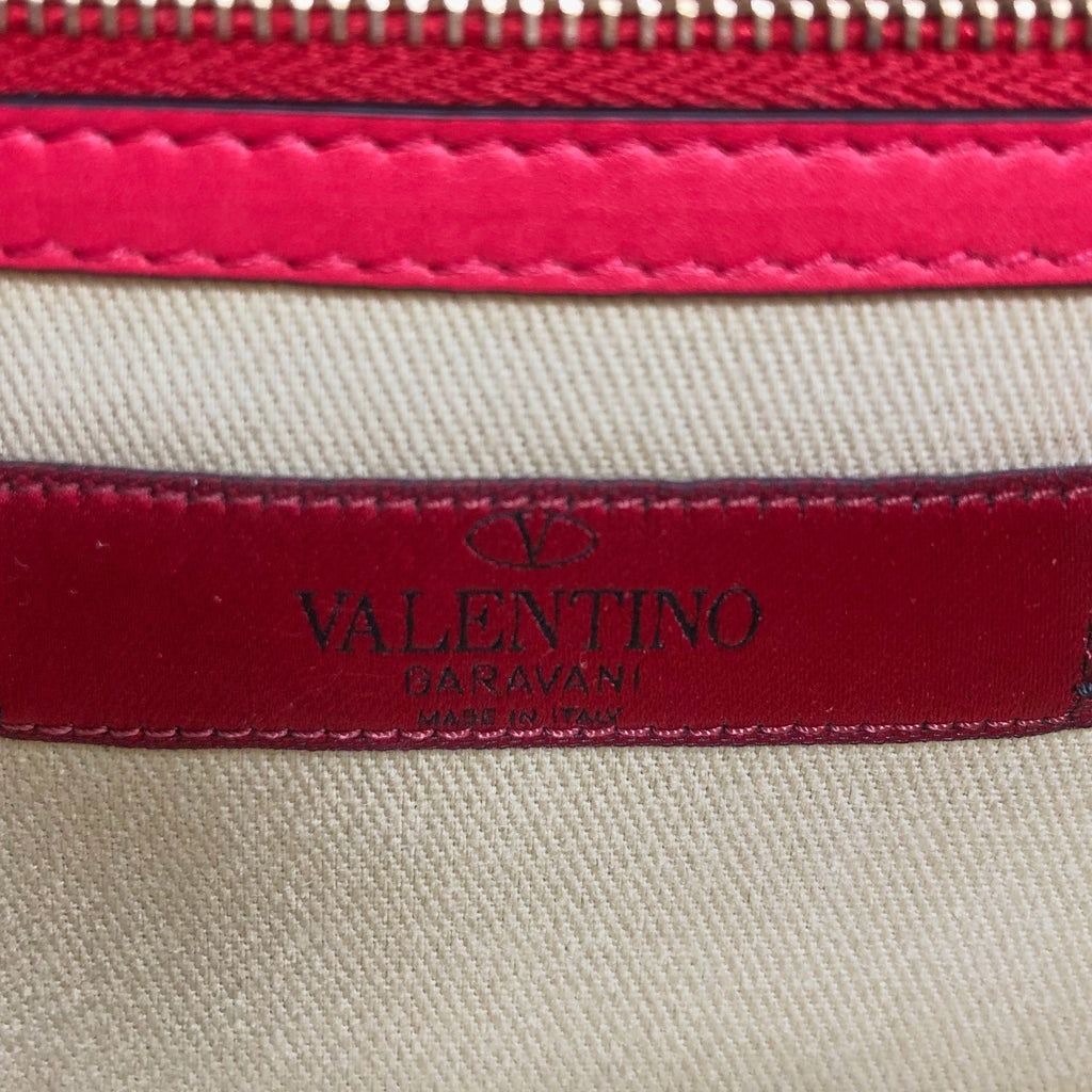 VALENTINO GARAVANI GLAM LOCK LEATHER CROSSBODY BAG RED
