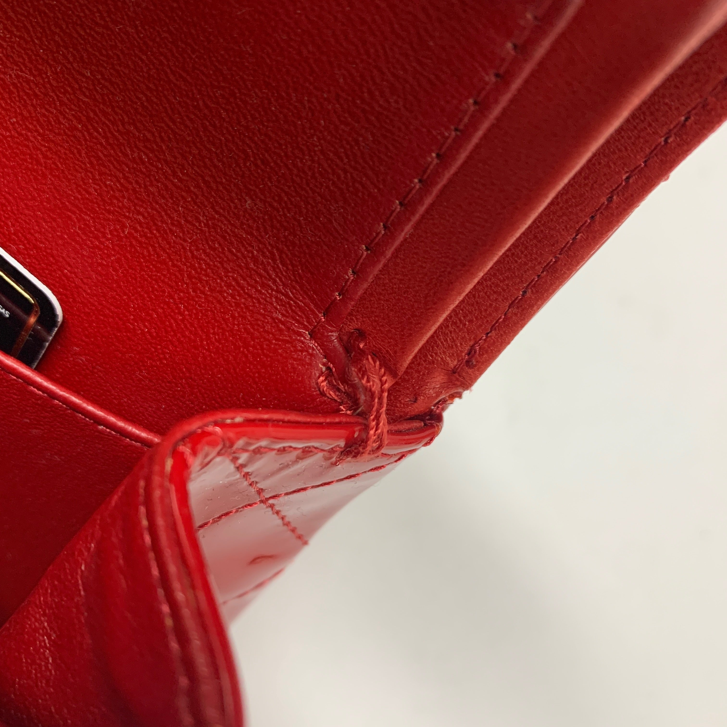 CHANEL MEDIUM CLASSIC DOUBLE FLAP BAG PATENT LEATHER RED SHW