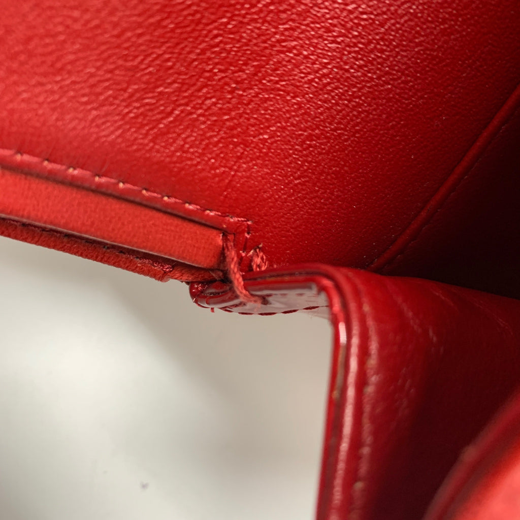 CHANEL MEDIUM CLASSIC DOUBLE FLAP BAG PATENT LEATHER RED SHW