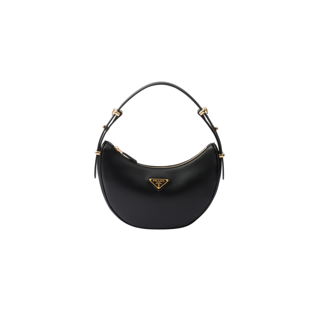PRADA ARQUÉ SMALL SHOULDER BAG CALFSKIN BLACK GHW