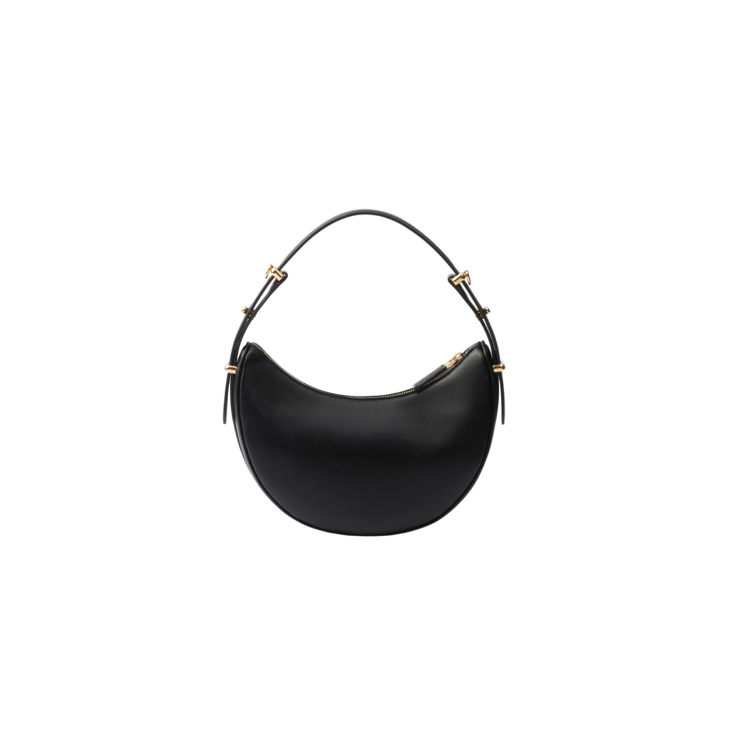 PRADA ARQUÉ SMALL SHOULDER BAG CALFSKIN BLACK GHW