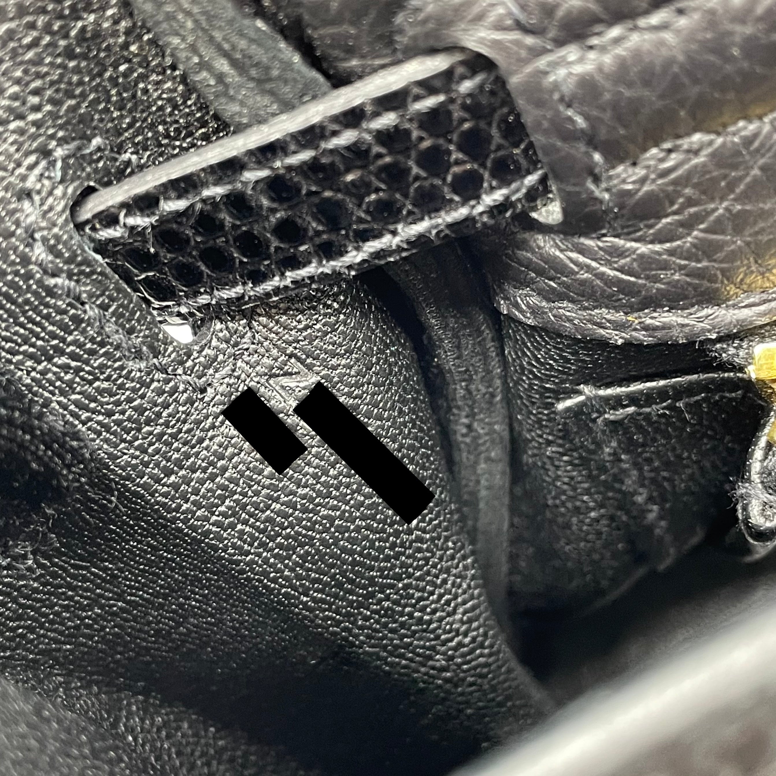 HERMES TOUCH KELLY 25 TOGO / LIZARD BLACK GHW
