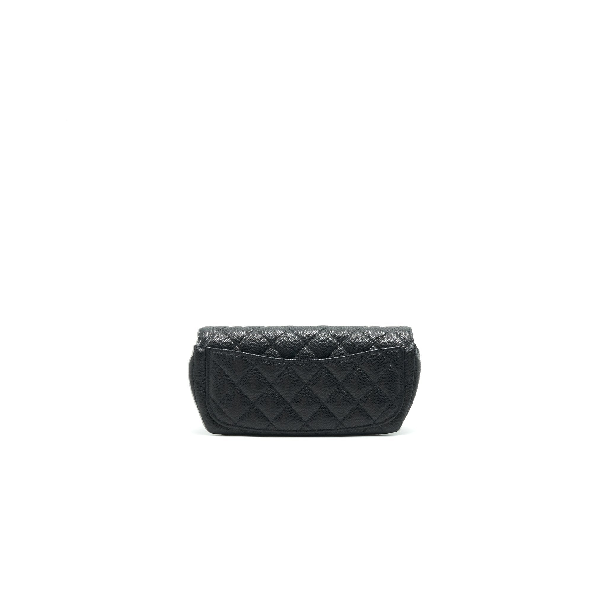 CHANEL GLASSES CASE WITH CHAIN CAVIAR BLACK LGHW