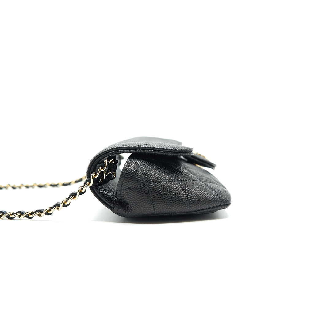 CHANEL GLASSES CASE WITH CHAIN CAVIAR BLACK LGHW