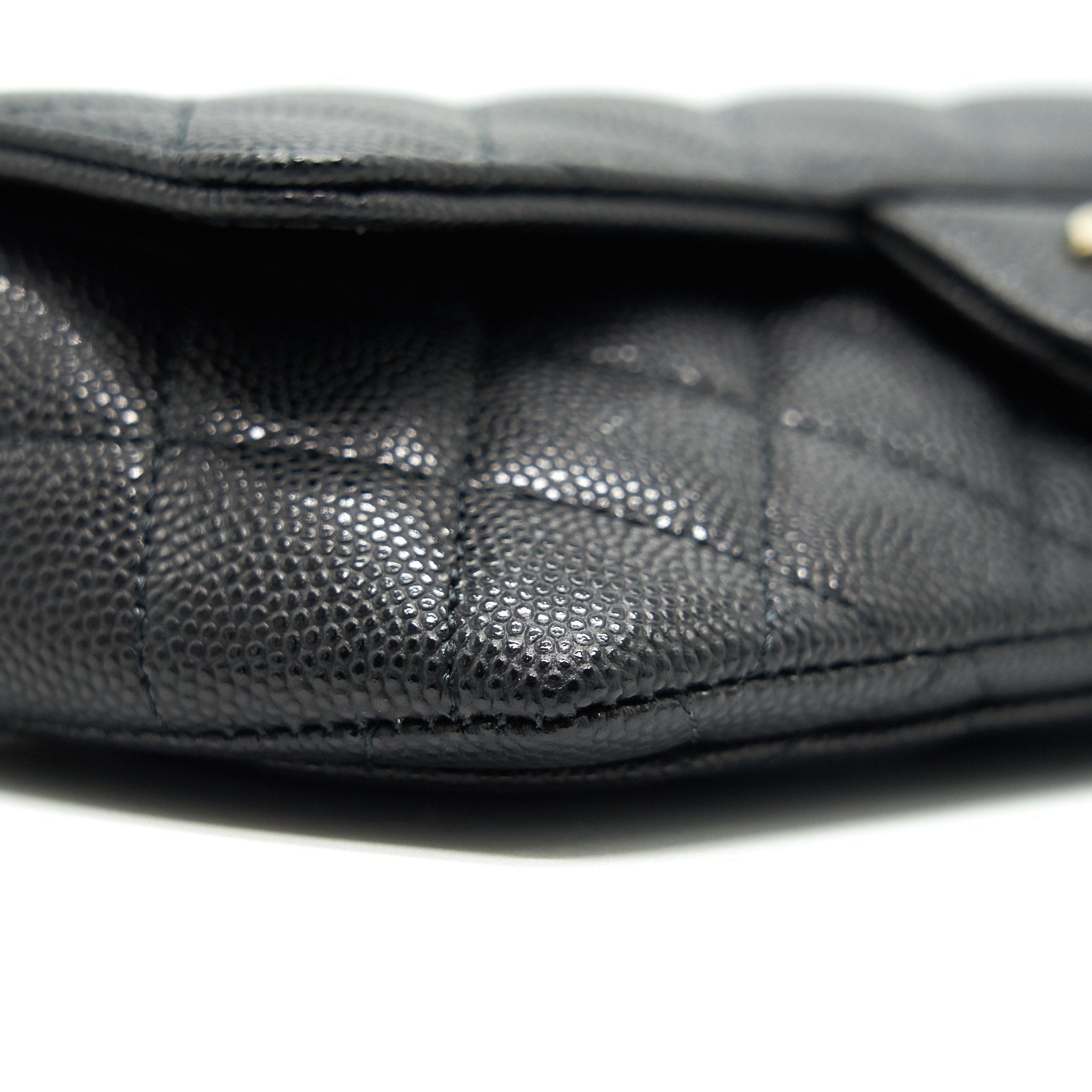 CHANEL GLASSES CASE WITH CHAIN CAVIAR BLACK LGHW