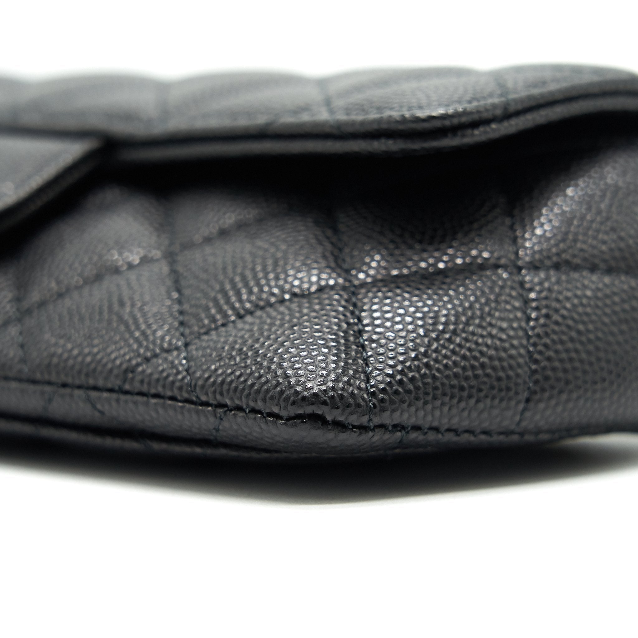 CHANEL GLASSES CASE WITH CHAIN CAVIAR BLACK LGHW